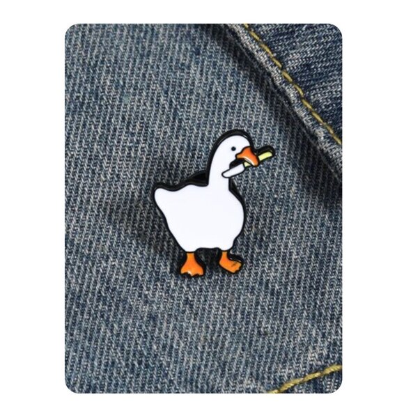 KILLER DUCK Untitled Goose Knife Enamel Lapel Pin NEW - Picture 1 of 4